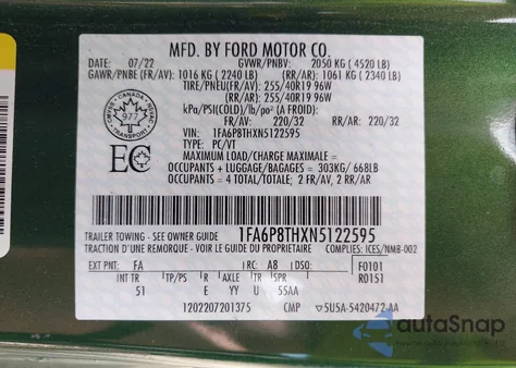 2014 Ford Mustang V6 из США, поврежденный, VIN 1ZVBP8AM5E5258879